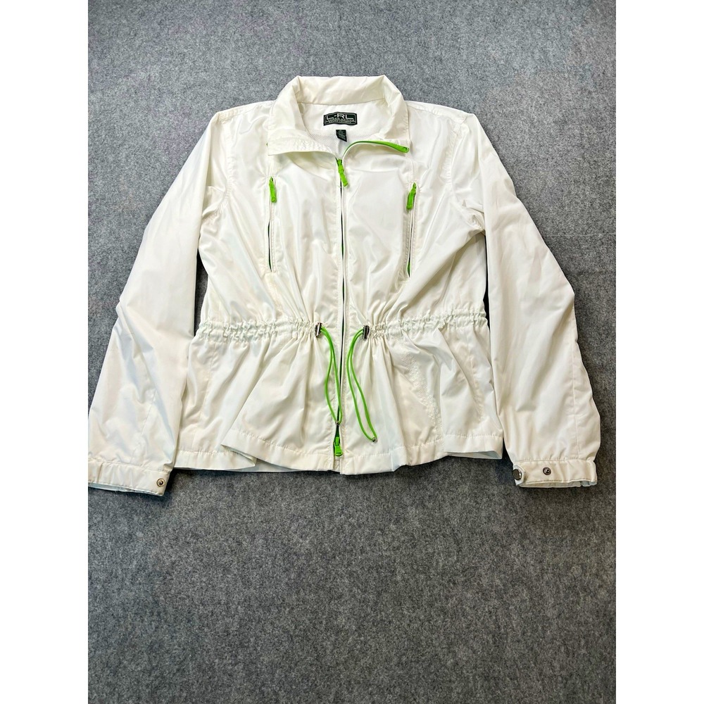 Lauren Active Ralph Lauren Womens XL White Green Zip Windbreaker Jacket
